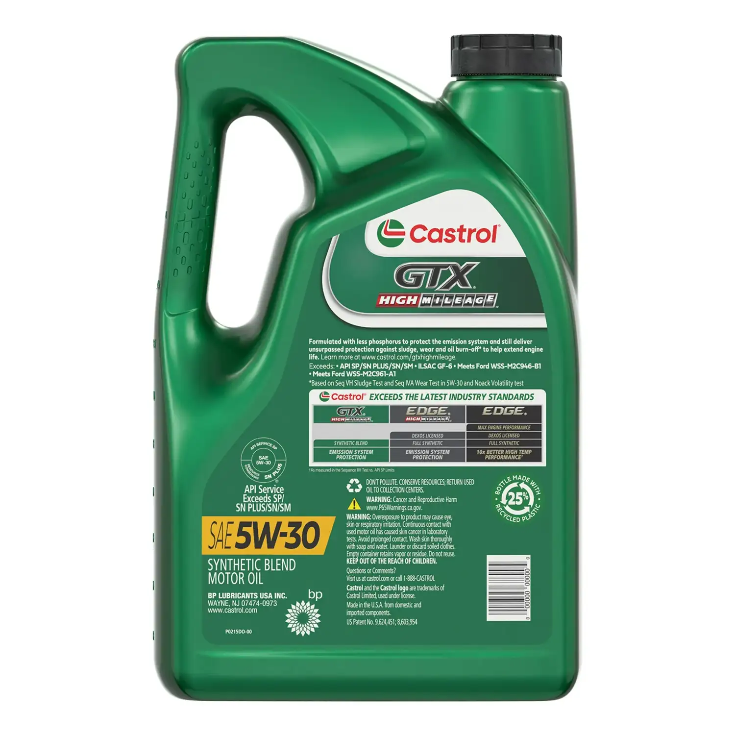 Castrol GTX High Mileage 5W-30 Synthetic Blend Motor Oil, 5 Quarts - Ảnh 2