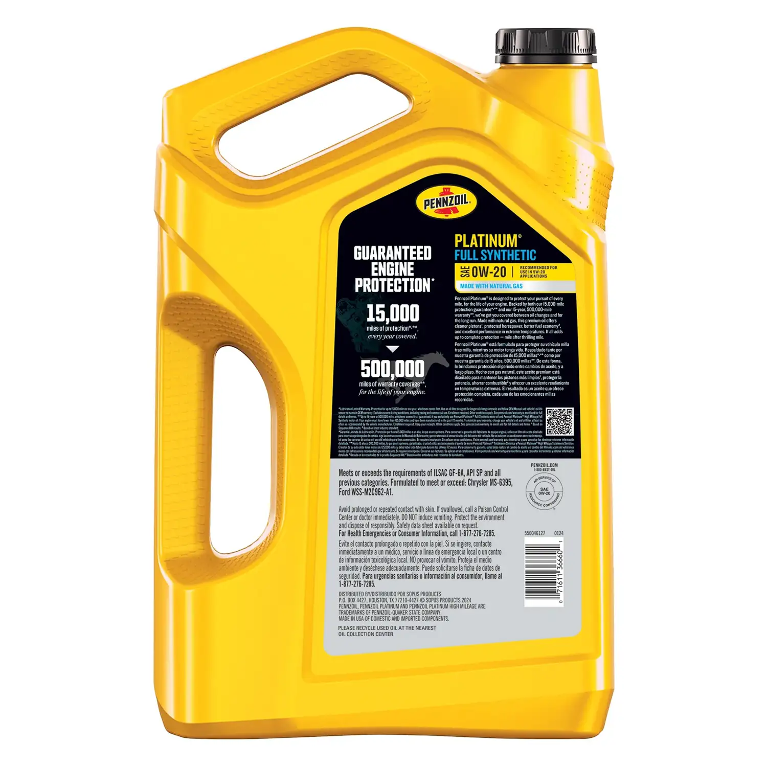 Pennzoil Platinum Full Synthetic 0W-20 Motor Oil, 5 Quart - Ảnh 2