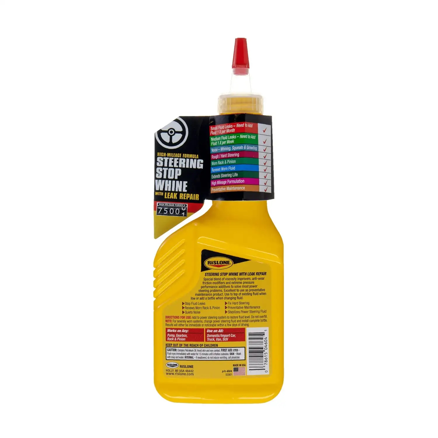 Rislone High Mileage Steering Stop Whine with Leak Repair 4604 Power Steering Fluid, 11.8 oz - Ảnh 2