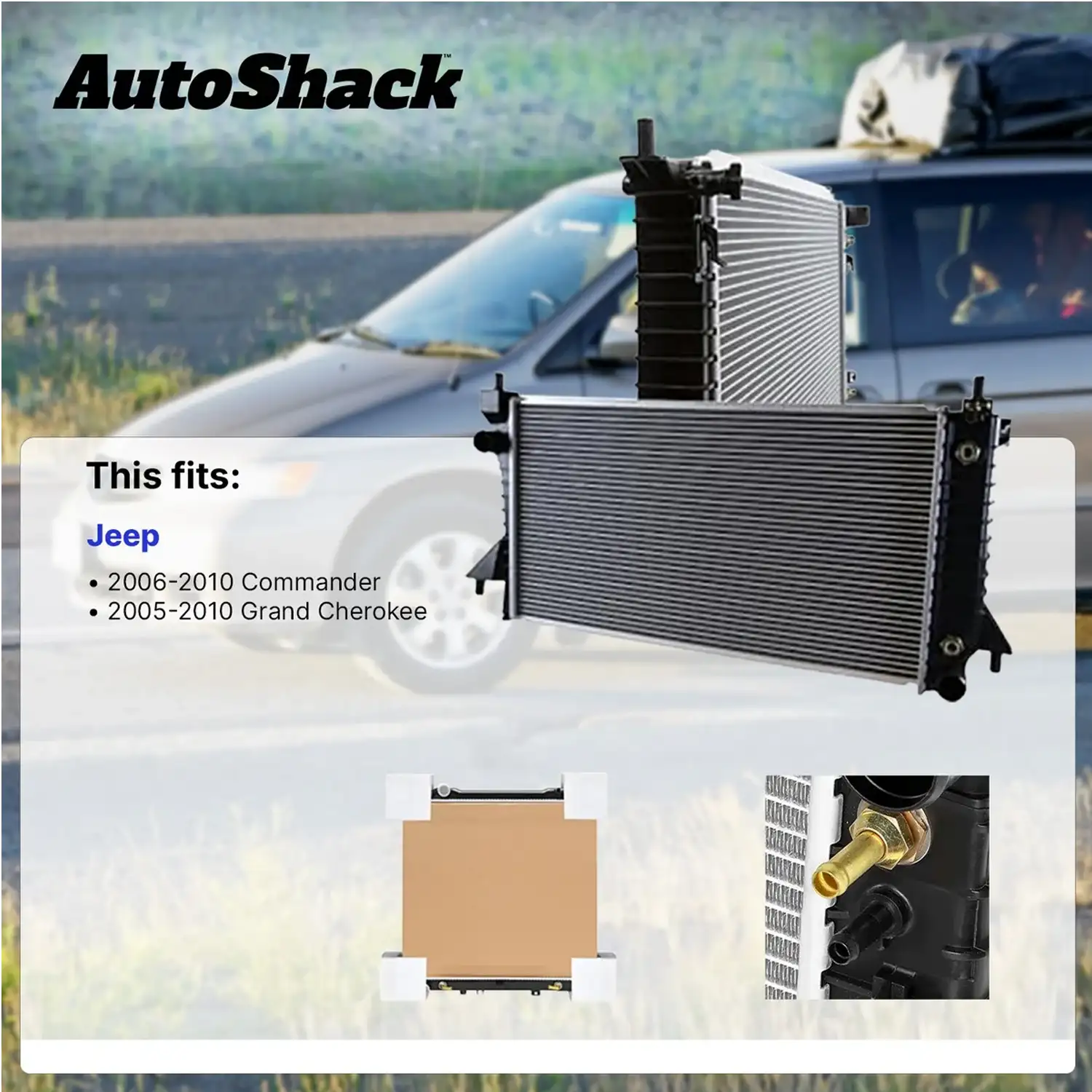 AutoShack Radiator for 2005-2010 Jeep Grand Cherokee 2006-2010 - Ảnh 2