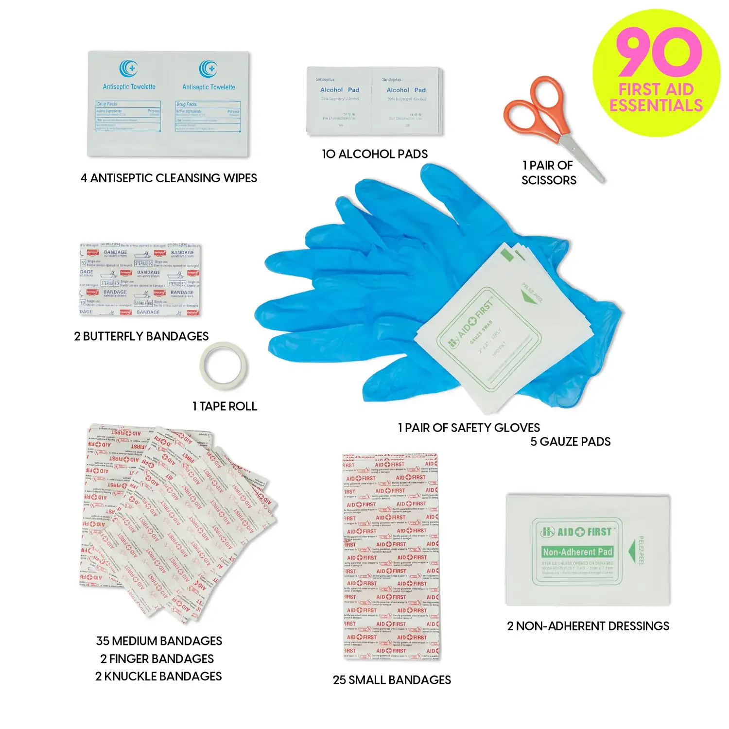 BLINGSTING Car First Aid Kit - 90 Pieces Included, Pink, 1 Count, 5 in x 5 in 2 in - Ảnh 2