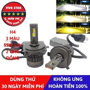 Bóng Led H4 3 màu 55W 12V 2 ống đồng - Five Star F87 - Dùng thử 30 ngày miễn phí, Bảo hành 3 năm đổi mới - hình ảnh sản phẩm