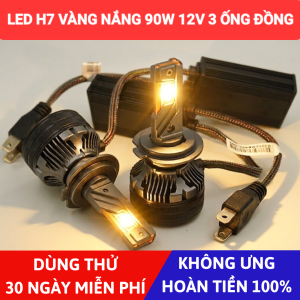 Bóng Led H7 1 màu vàng nắng 90W 12V 3 ống đồng - Five Star F88 - Dùng thử 30 ngày miễn phí, Bảo hành 3 năm đổi mới - hình ảnh