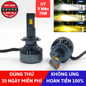 Bóng Led H7 3 màu 70W 12V 24V 3 ống đồng - Five Star F89 - hình ảnh sản phẩm