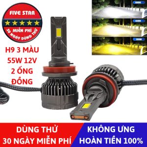Bóng Led H9 3 màu 55W 12V 2 ống đồng - Five Star F87 - Dùng thử 30 ngày miễn phí, Bảo hành 3 năm đổi mới - hình ảnh sản phẩm