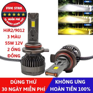 Bóng Led HIR2 9012 9012 3 màu 55W 12V 2 ống đồng - Five Star F87 - Dùng thử 30 ngày miễn phí, Bảo hành 3 năm đổi mới - hình ả