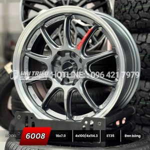 Mâm xe 16 inch Đen bóng PCD 4X100/114.3 mẫu 6008