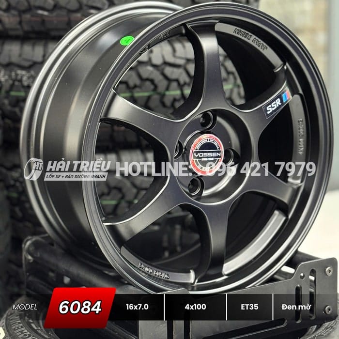 Mâm xe 16 inch Đen mờ PCD 4x100/114.3 mẫu 6084