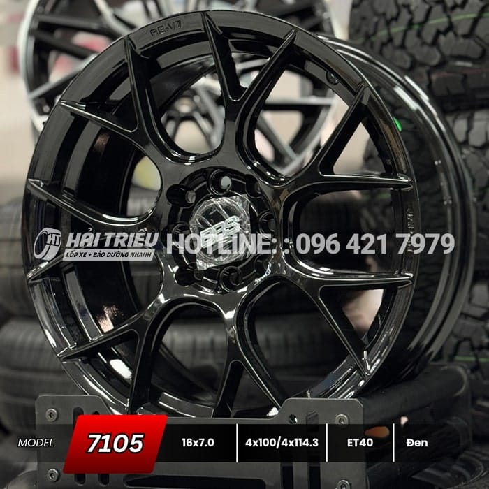 Mâm xe 16 inch Đen PCD 4X100/114.3 mẫu 7105