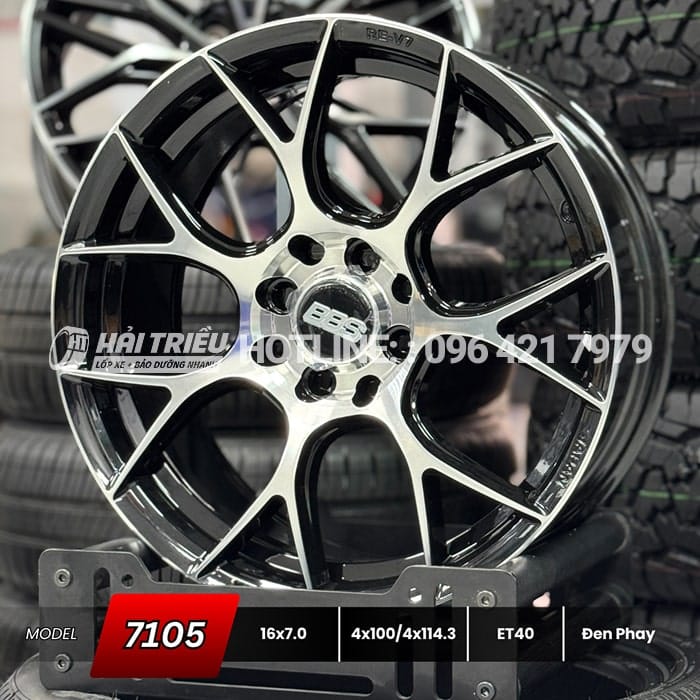 Mâm xe 16 inch Đen Phay PCD 4X100/114.3 mẫu 7105