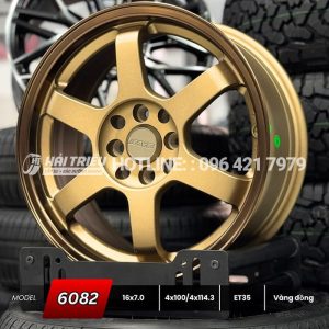 Mâm xe 16 inch Vàng đồng PCD 4X100/114.3 mẫu 6082