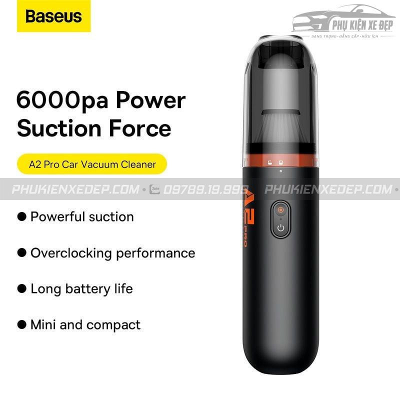Máy Hút Bụi xe hơi Cầm Tay Baseus A2 Pro 80W 2000mAh - góc nhìn 3