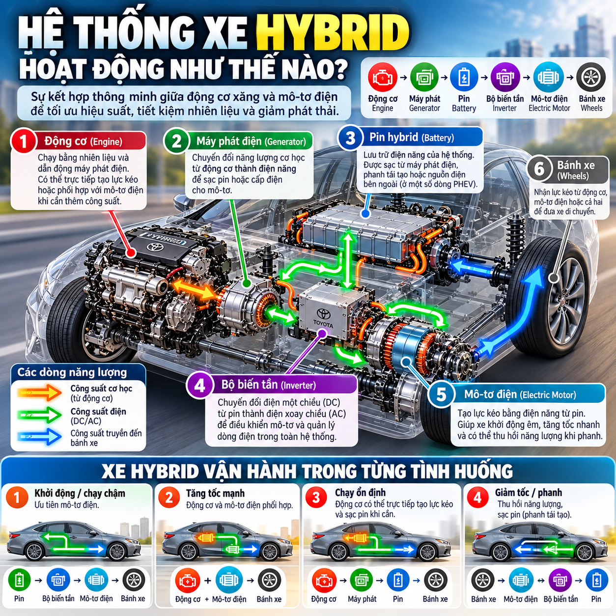Hệ thống xe Hybrid hoạt động như thế nào?